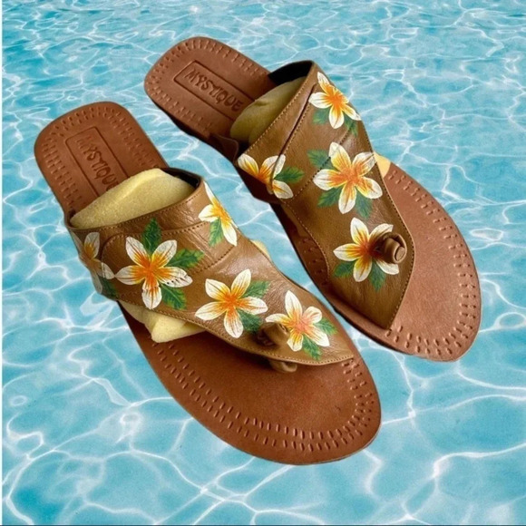 Mystique Boutique Hand Painted Leather Thong Sandals Size 6 - Picture 7 of 7